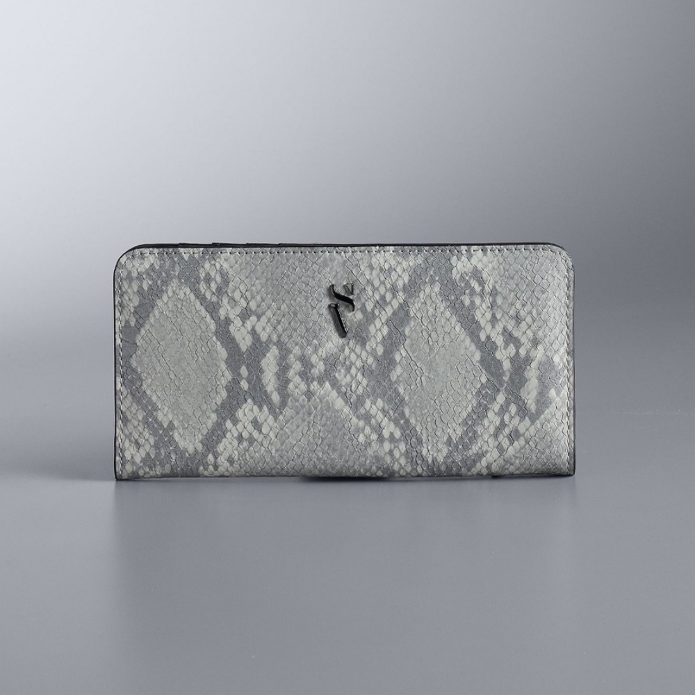Simply Vera Wang Wallet Vivian Bleached Grey Faux Python Snake NWT